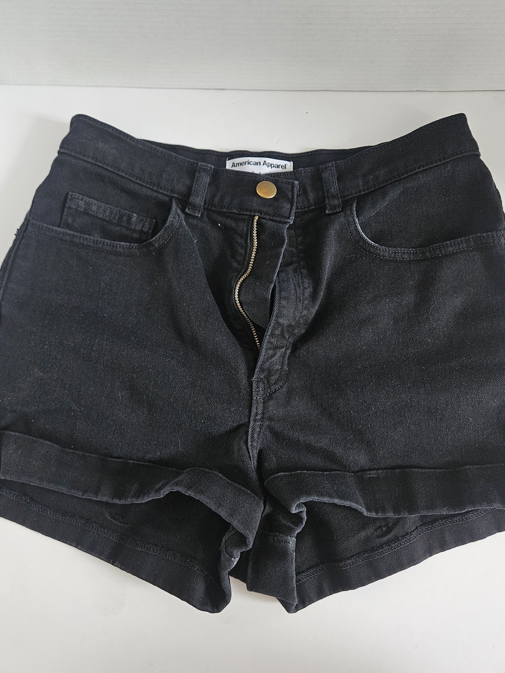 American Apparel Black High-Waist Denim Cutoff Shorts Sz 28/29